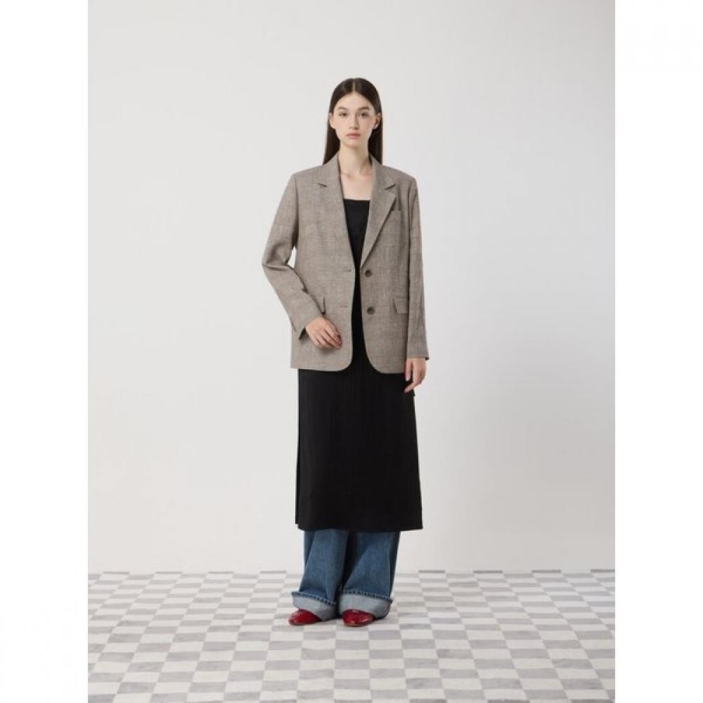 Cc Collect Однобортный пиджак из смесовой льняной ткани в клетку  Принц Уэльский  C252msf034 BR (brown)/55