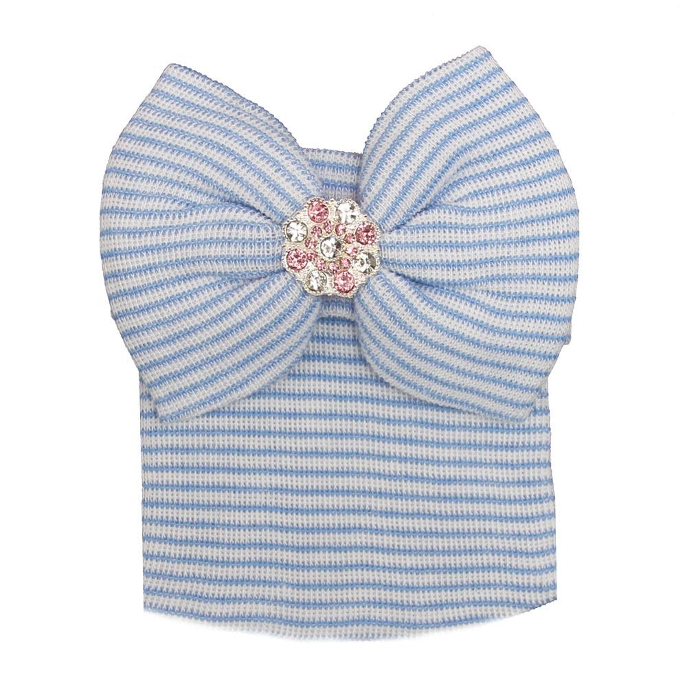 Cute Kawaii Bow Newborn Hat Baby Hats Nursery Hospital Beanie Cap Solid Color Striped Infant Hat Soft Turban Hats for Baby Girls
