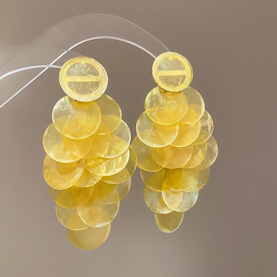 Seaside vacation style flower shell fringed long earrings stud earrings women's earrings design sense