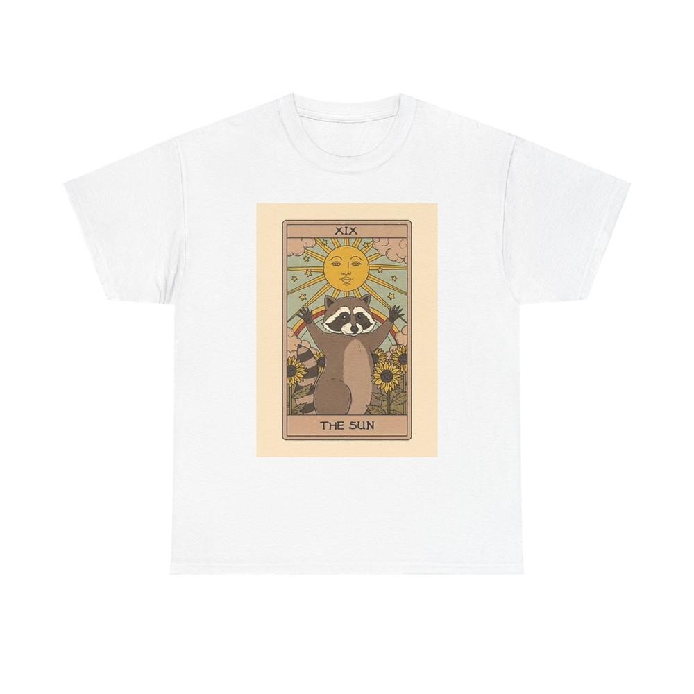 Raccoon The Sun Graphic T Shirt Vintage Painting Unisex Heavy Cotton Tee Unisex T-Shirt S