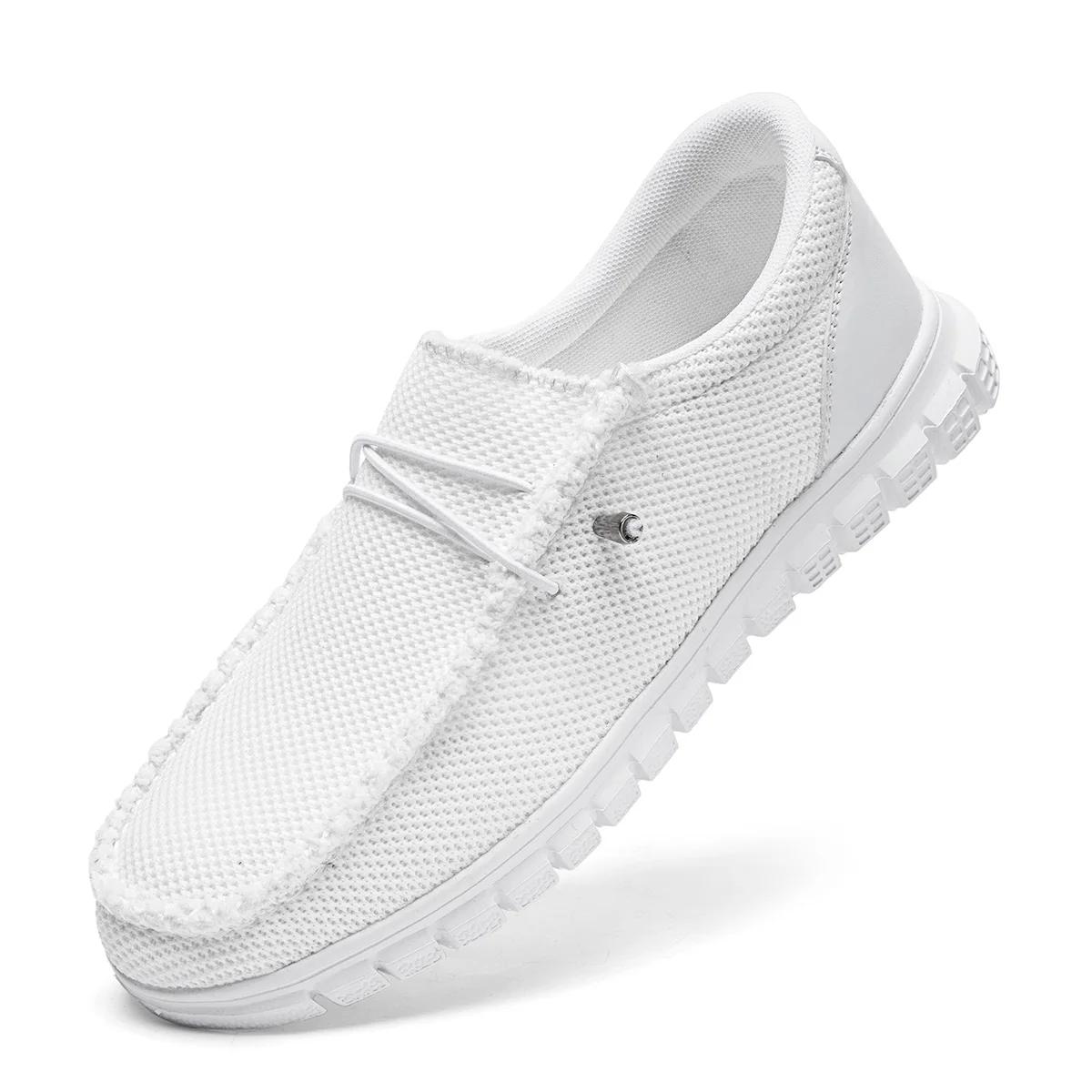 

Fujeak Plus Size Non-slip Sneakers for Men Casual Flat Walking Shoes Lightweight Breathable Mesh Loafers Comfortable Footwear 46 білий