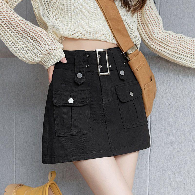 Спецодежда Джинсовая юбка Женская юбка трапециевидного силуэта с завышенной талией — фото 3