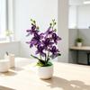 Multicolor Simulation Cymbidium Bonsai Silk Petals Faux Flower Potted  Home Decoration