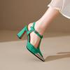 Fashion 2025 New Women Pumps Shoes High Heel Genuine Leather Fashion Casual Summer Sexy Square Toe Office Shoes Sandal Party Woman 34-41