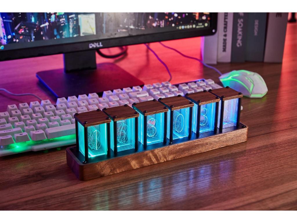 E-commerce Desktop Nixie Tube-Style Alarm Clock with Network Sync and Timer, Creative Design, No Assembly Required