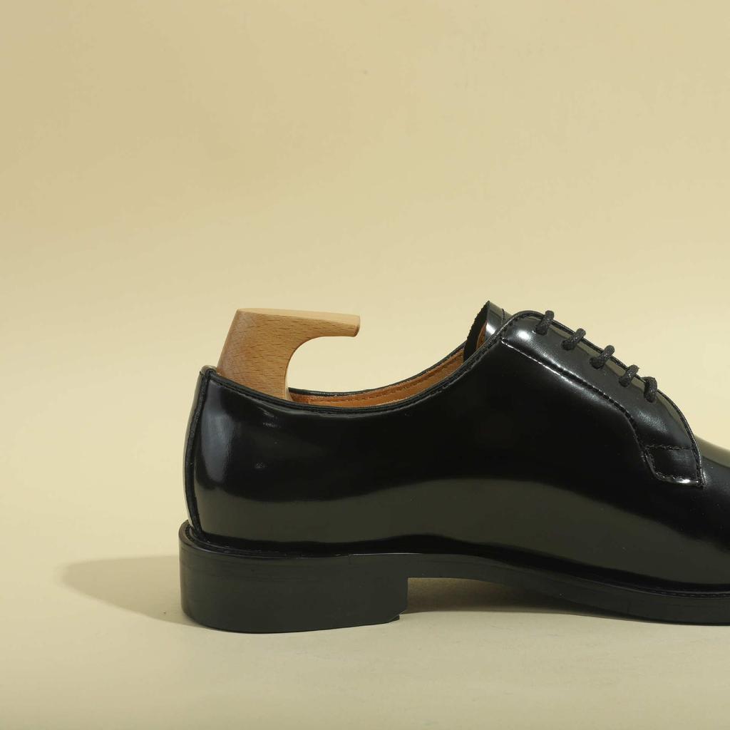 Herren Europäische & Amerikanische Vollnarbenleder Derby Schuhe - Schwarz Runde Zehenform Formelle Business Schuhe