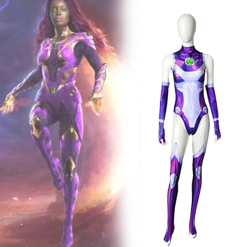 Titans Starfire Teen Cosplay Jumpsuit Superhero Adult Kids Costumes Halloween
