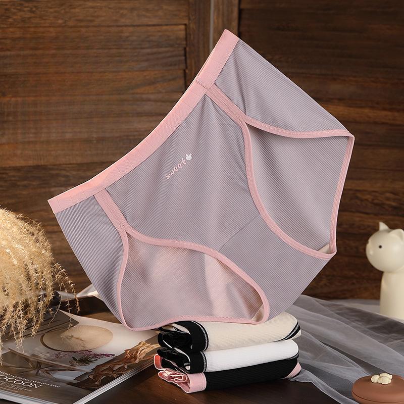 Simple Sports Style High Slit Panties Comfortable Breathable Antibacterial High Waisted Triangle Women’s Panties