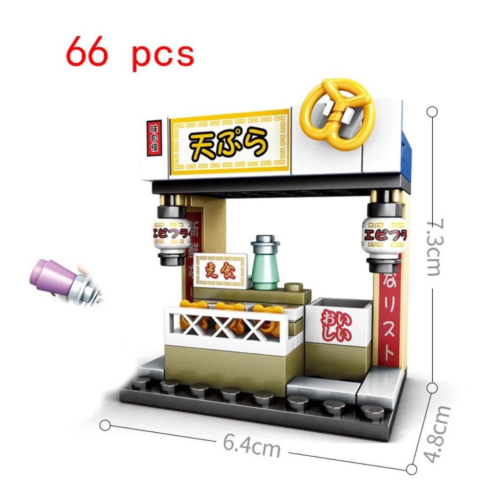 Mini Shop Market Street View Sets Model Building Blocks Hamburger Restaurant Retail Store Creative Architecture Friend Girl City