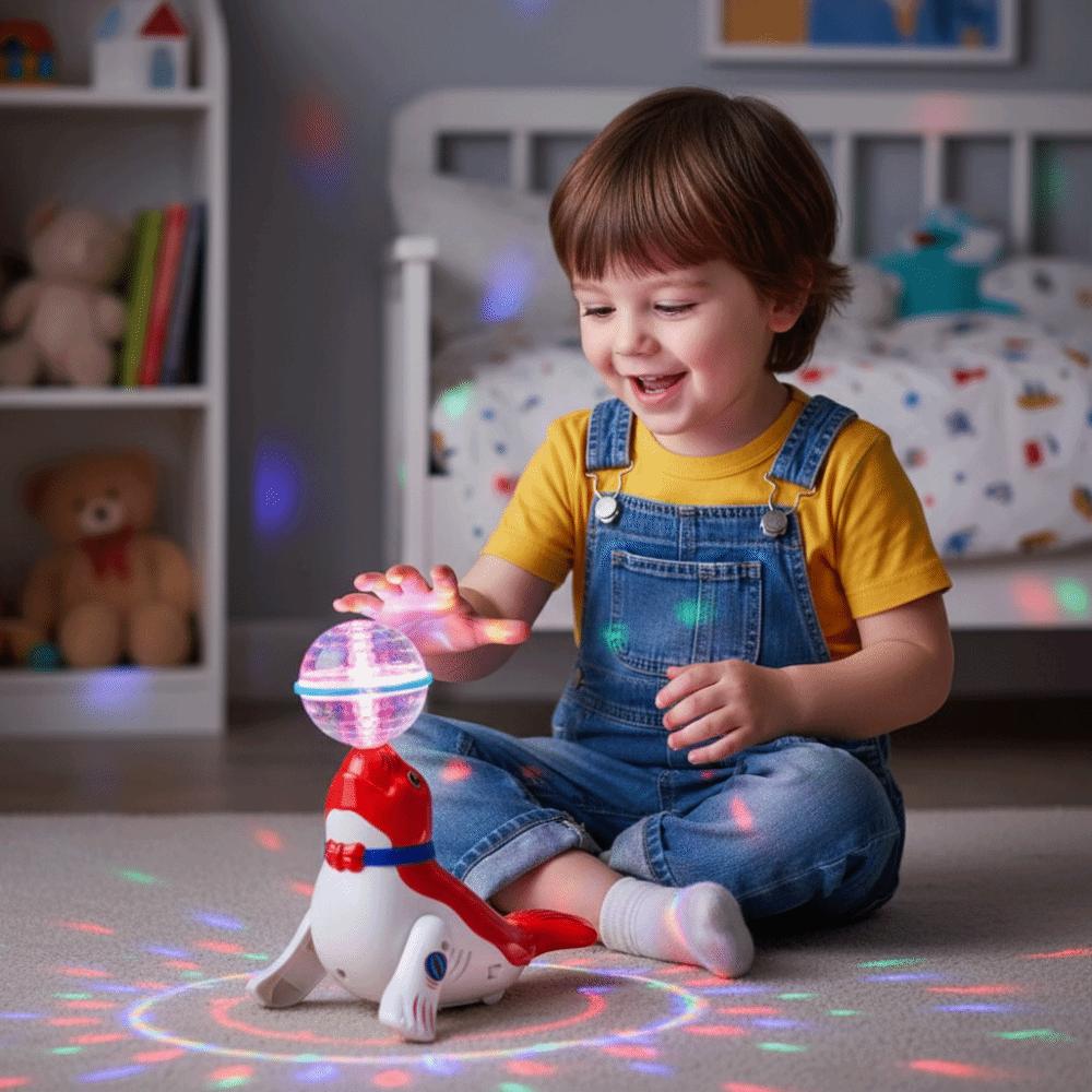 Ball Spinning Electric Sea Lion Toy Light Cute Design Rotating Toy  Educational Toy