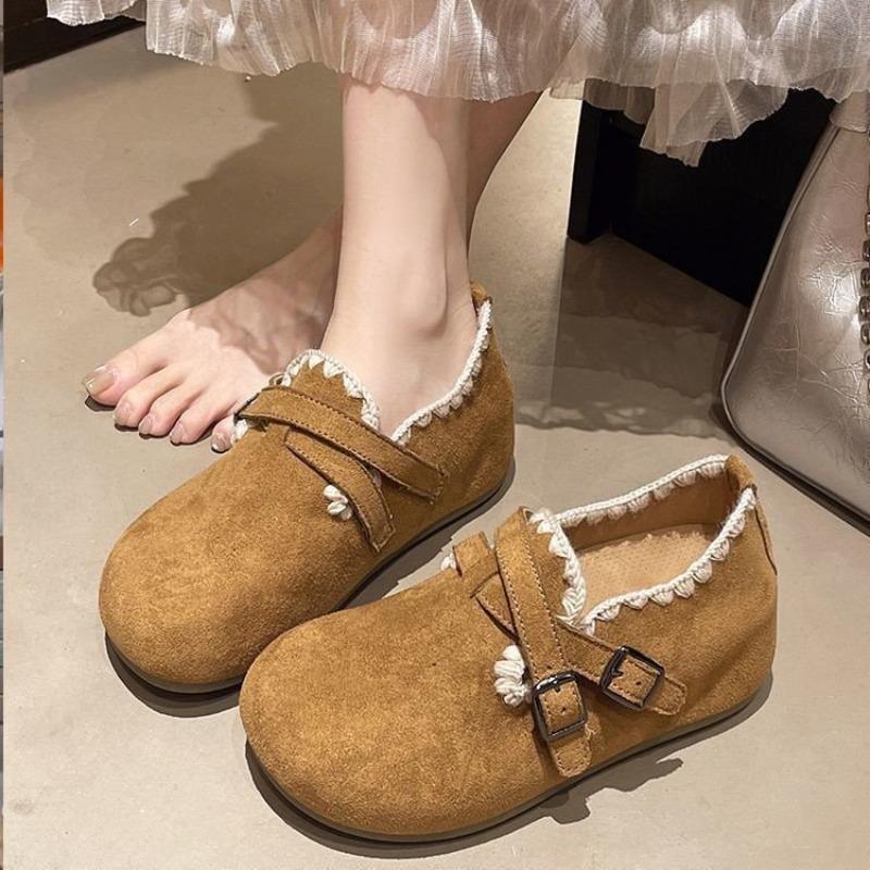 New fashionable flat-bottomed women's autumn versatile retro one-pedal round-headed single shoes