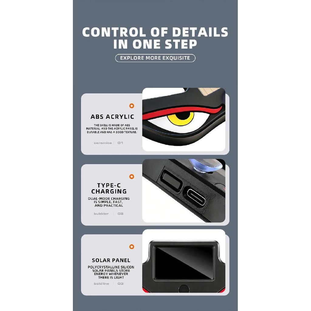 Solar Powered Car Demon Eye LED Neon Light USB Rechargeable Wireless Atmosphere Lamp Breathing Ambient Light for Vehicle Decor Neon Lights 4