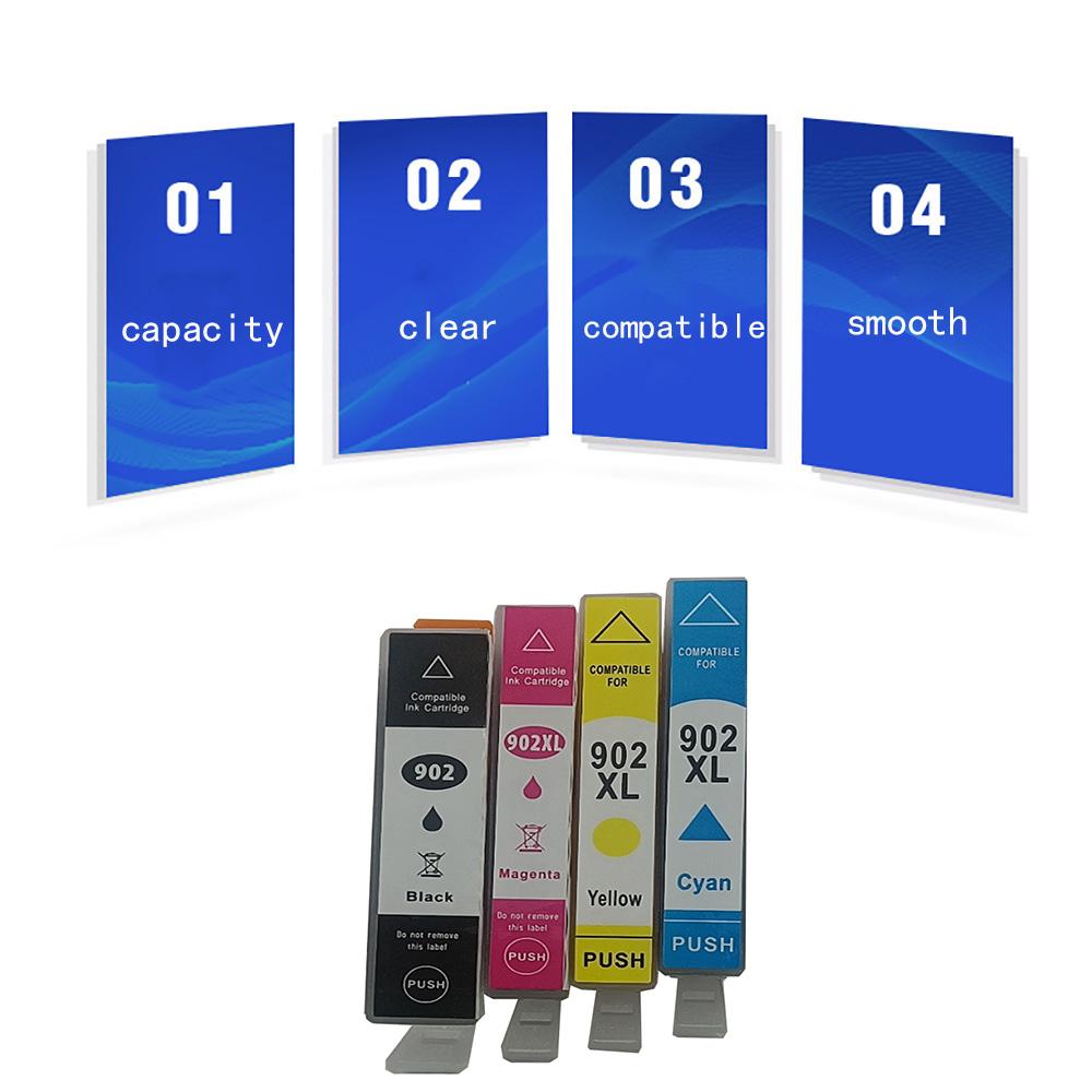 4Pcs 902 Xl Ink Cartridges For HP Officejet Pro 6960 6968 6970 6975 6978 Printer