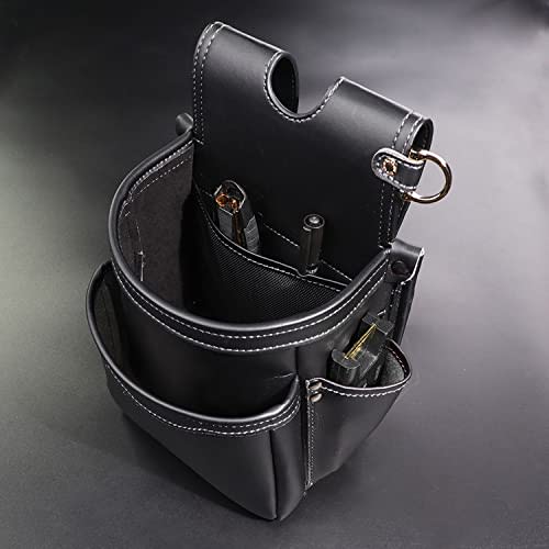 Fujiya 2-Tier Waist Bag, Black and Gold, Light PU Leather Series, AB-22BG