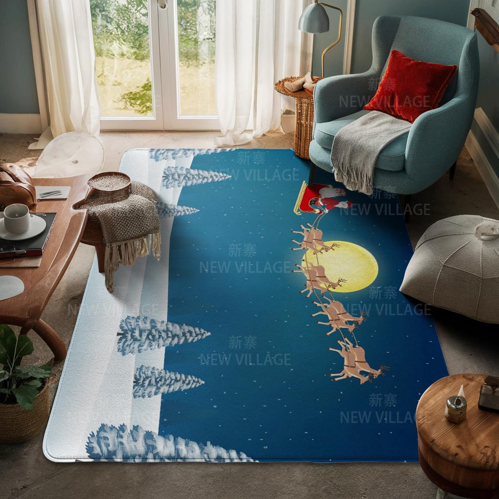 House Entrance Carpet Home Door Mat Living Room Bath Foot Bathroom Non-slip Water Absorption Rugs Bath Merry Christmas Winter