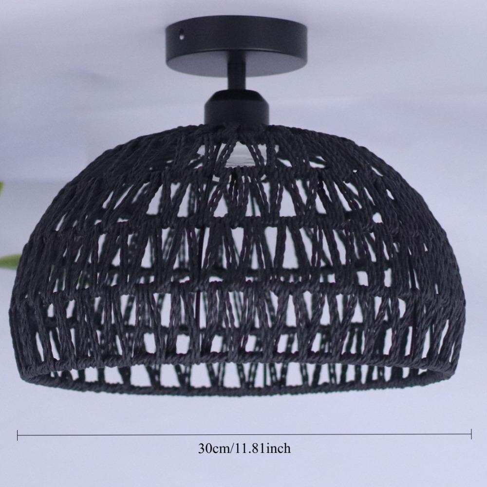 

JOYINLED 30CM Paper Rope Ceiling Light Rural Style Wicker Hand Woven Rope Lamp Shade Used for Dining Room Kitchen Bedroom No bulb чорний