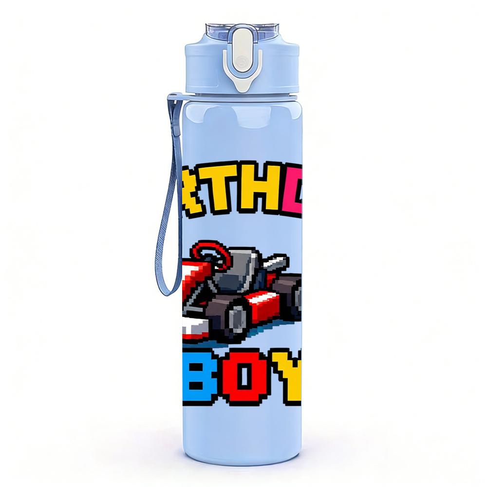 1PC Birthday Boy Race Car Cake Graphic 750ml Color Plastic Water Bottle Leakproof Flip Straw Lid For Sports Office Home Use