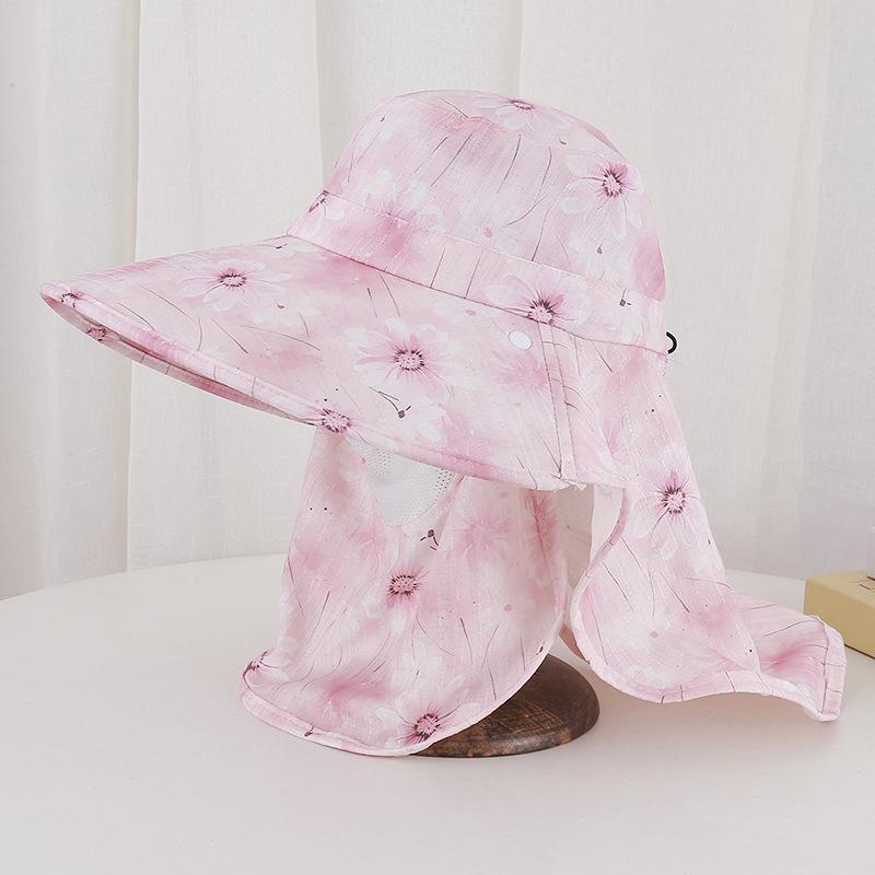 Hat Women's Summer Sunscreen Big Eaves Sun Hat Shawl Mask Integrated Neck Protection Tea Hat Outdoor Sun Hat Face Cover