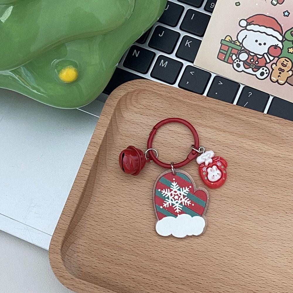 Cute Christmas Keychain Cartoon Creative Pendant Kawaii Acrylic Keyring