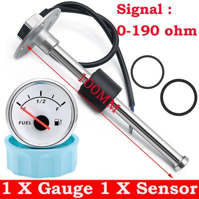Marine Car Fuel Level Gauge With 100-500mm 0-190Ohm A3 Fuel Level Sensor 52mm Fuel Level Meter With Red Backlight Customized