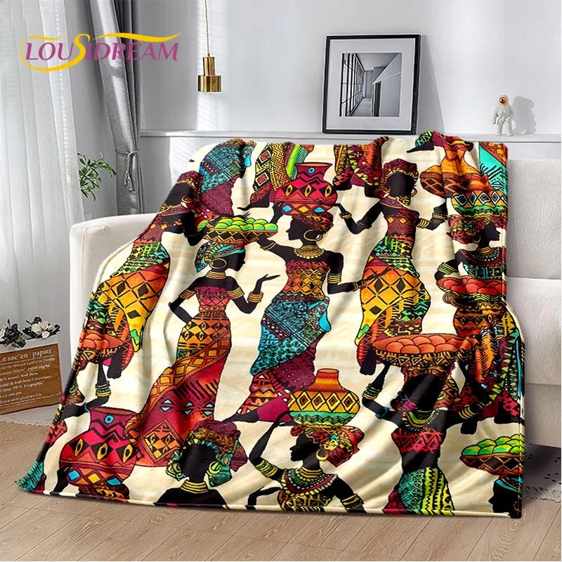 Classics Cartoon Africa Ethiopian Painting Art Blanket,Soft Throw Blanket for Home Bedroom Bed Sofa Picnic Office Travel Cover