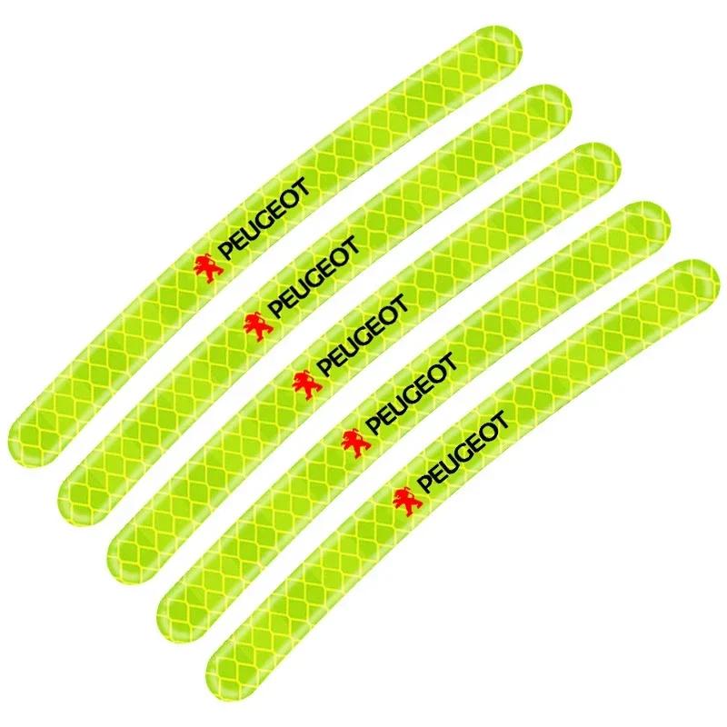 

Car Wheel Hub Curved Reflective Sticker Decal Accessories For Peugeot 206 308 307 208 207 3008 2008 508 407 301 406 408 607