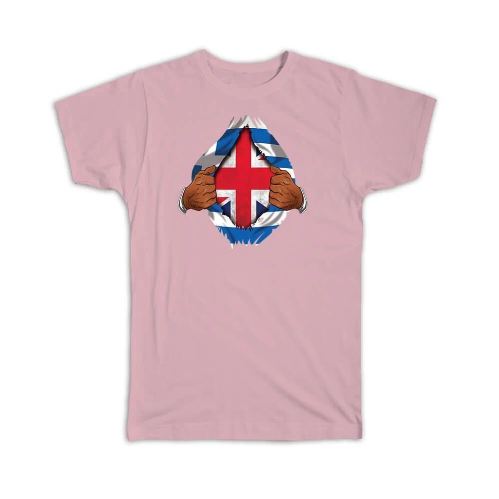 Gift T-Shirt : United Kingdom Greek Flag Chest British XL