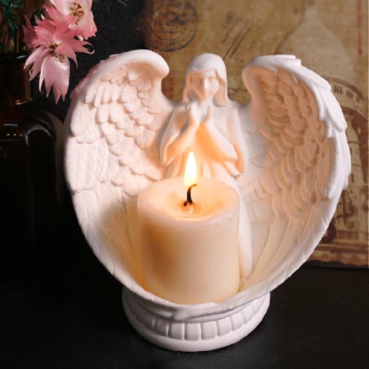 Candle Accessories Molds Candle Holder Mold Angel Shape Candle Bracket Mold Silicone Texture for Handmade Candlestick