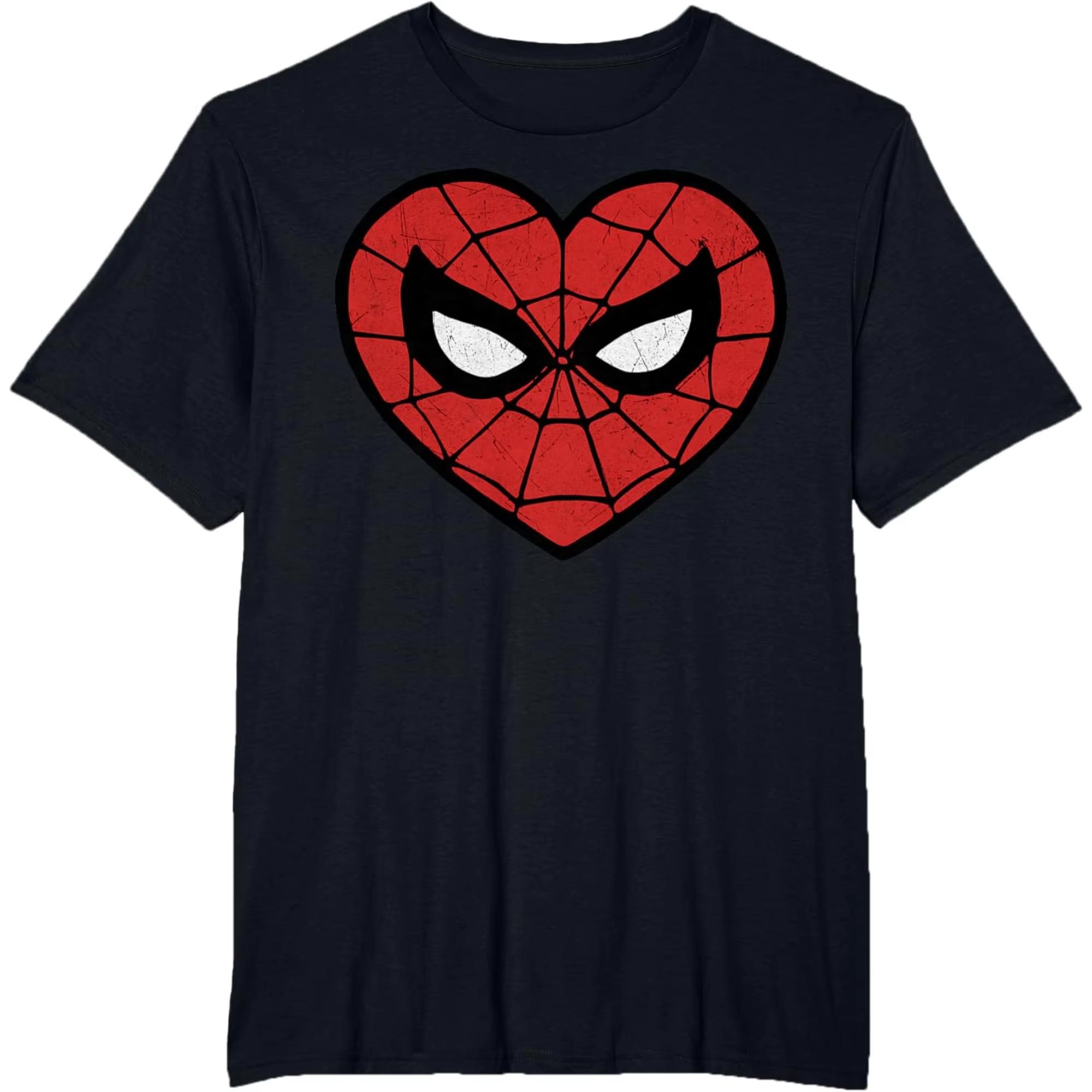 2026 new Marvel SpiderUnisex pattern heart print cotton Tshirt for Unisex trendy streetwear short sleeve shirt M