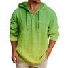 Men's Hooded T-shirt Gradient Color Cotton And Linen Men's Casual Long-sleeved Top