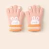 5 Colors Winter Kindergarden Kids Five-Finger Cartoon Knitted Gloves Girls Warm Thickened Plush Gloves Cute Bunny Gloves 3-5Y