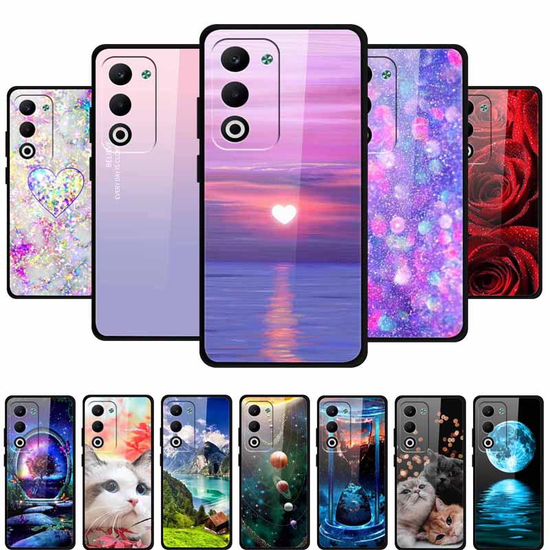 Glass Back Cover For Oppo A5 5G 2025 Phone Case 6.67" Hard Tempered Glass Case For Oppo A5i Pro 4G Case A5iPro Soft Bumper Shell