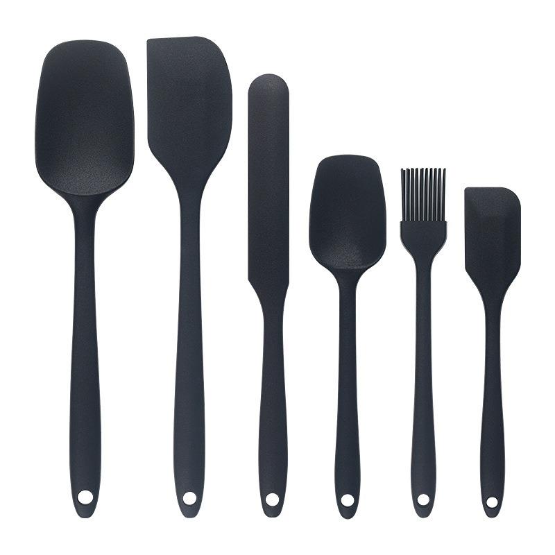 

6pcs Silicone Spatula Set for Cooking Baking Tools Food Grade Heat Resistant non-stick scrapers & cream spreads HPMD008 чёрный