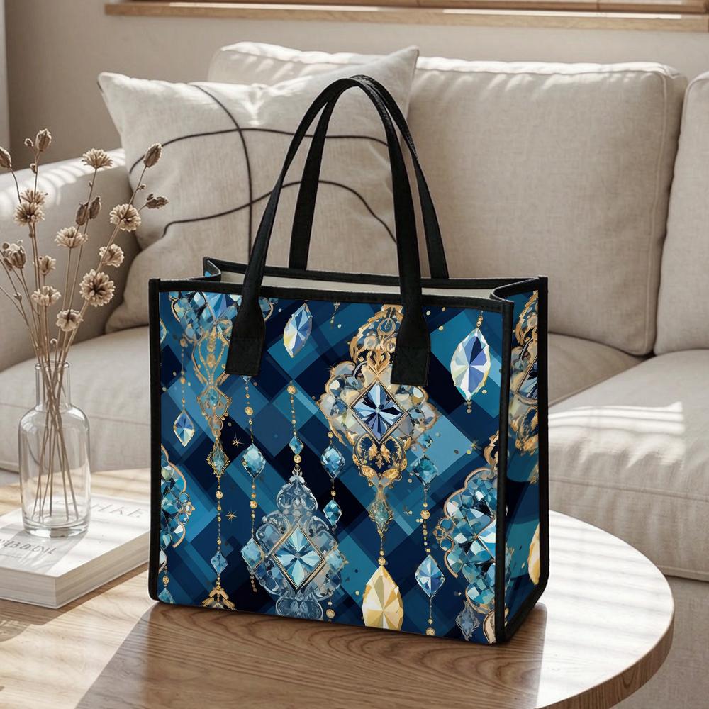 Bohemian Geometric Tote Bag for Women Fashion All-match Daily Commute Shopping Shoulder Handbag with Exquisite Print