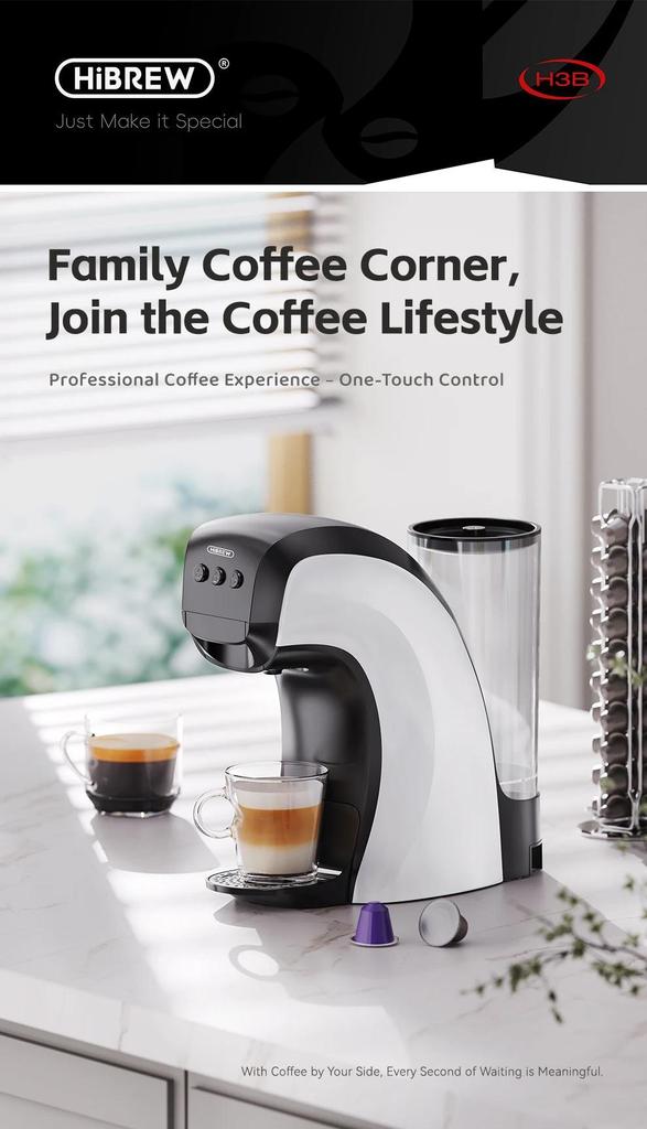 HiBREW Multifunctional 3 In 1 Multiple Capsule Coffee Maker Full Automatic With Hot & Cold Mode 19Bar