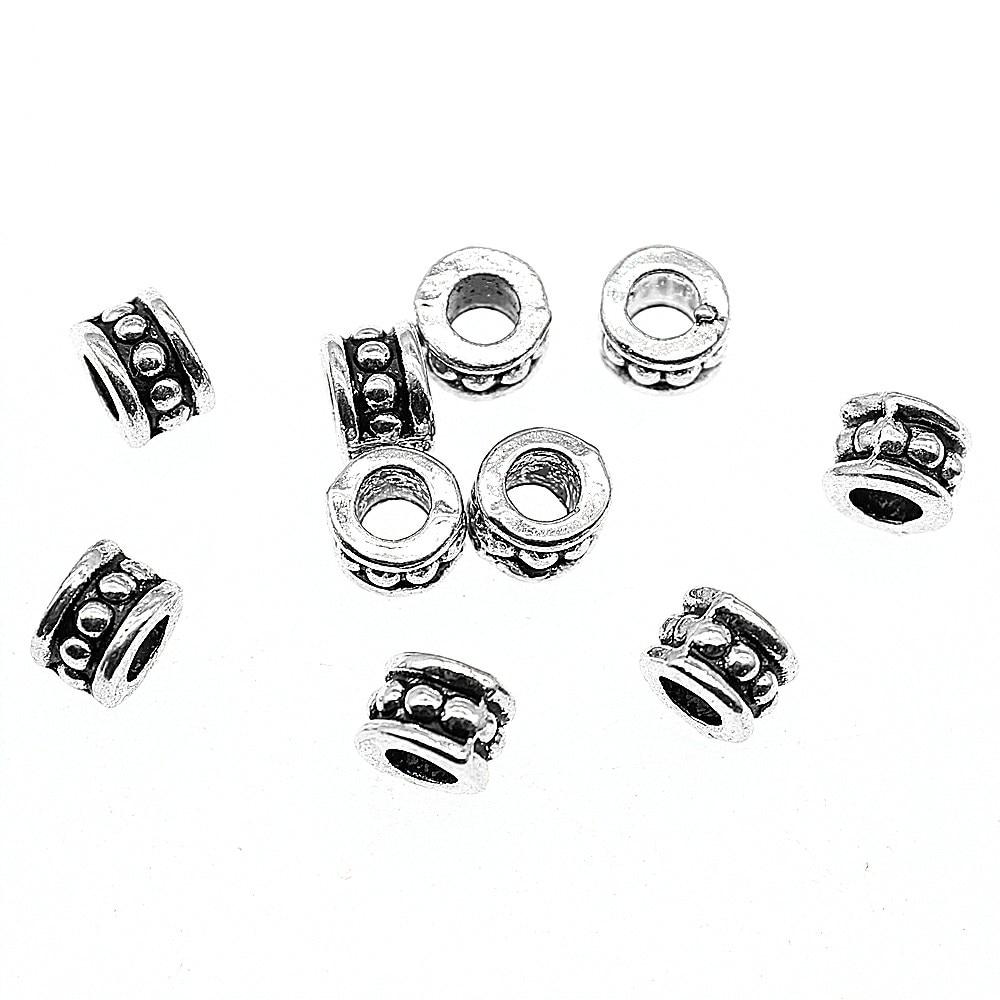 

40 шт., бусины-разделители с большим отверстием, мужские разъемные бусины для ювелирных изделий, 6x6x4 мм, размер отверстия 3 мм B14104