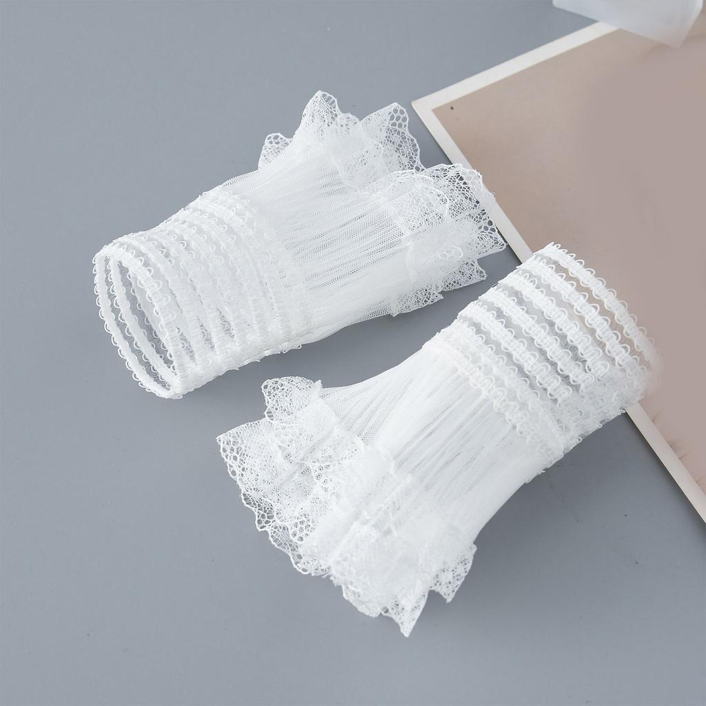 False Lace Brim Sleeves Detachable Autumn Winter Sweater Decorative Sleeves Lace Brim Pearls Lace Wrist Cuffs