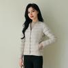 Women's Lightweight Down Jacket - V-Neck, Round Neck, Solid White, Simple Design, Thin & Lightweight Duck Down Coat