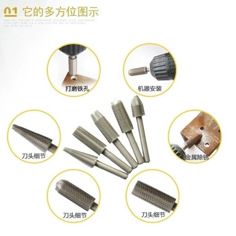5Pcs Premium Burr Set - High-Speed Cutting, Wood Carving, Rotary Rasp Drill Bit Files For Woodworking, Carpentry, Engrav
