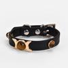 Pet Products Tiger's Eye Stone Dog Collar Alloy Wear-resistant Adjustable Button PU Leather Cat Neck Ring