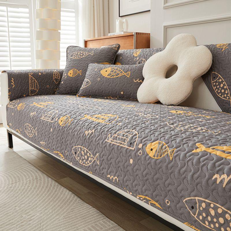 

Подушка для дивана Граффити Чистый хлопок Круглый год Нейтральный Нескользящие Подушки для сиденья Тканевый Хлопковый чехол Чехол-полотенце Минималистичный Скандинавский Fish fun 70 * 70cm