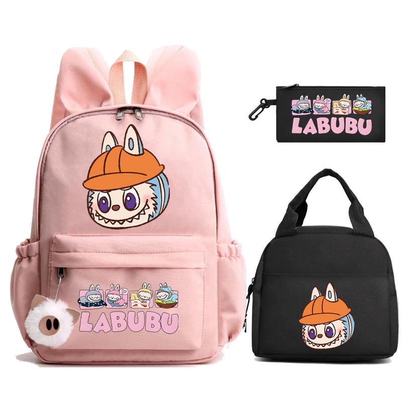 3Pcs/set Cute Printed Backpack Lunch Bag Pencil Case Children Girl Boy Mokoko Student Schoolbag Zimomo Kid Gift Mochila
