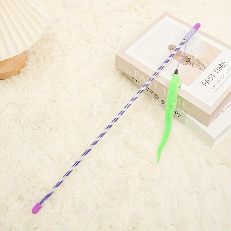 Caterpillar Style Colorful Long Rod Cat Teaser Stick, Cat Entertainment Interactive Toy
