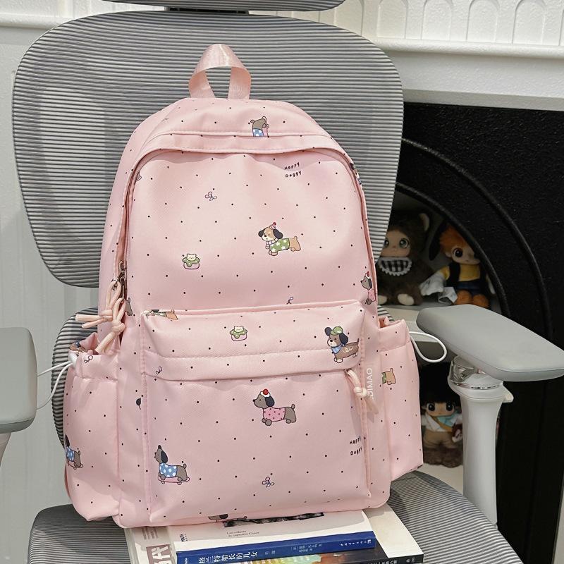 Schoolbag Cute Cartoon Dog Schoolbag Girls Junior High School Sweet Girl High Value Lightweight Backpack Casual Versatile Student Backpack Female