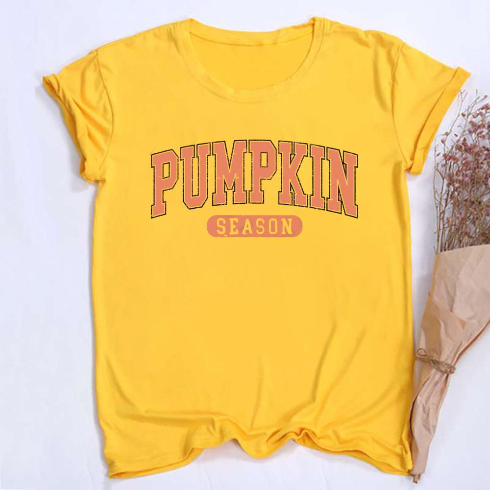 Pumpkin Season Unisex Short Sleeves Summer Autumn Female Tshirt Thanksgiving Halloween Party Female Round Neck Top Tee