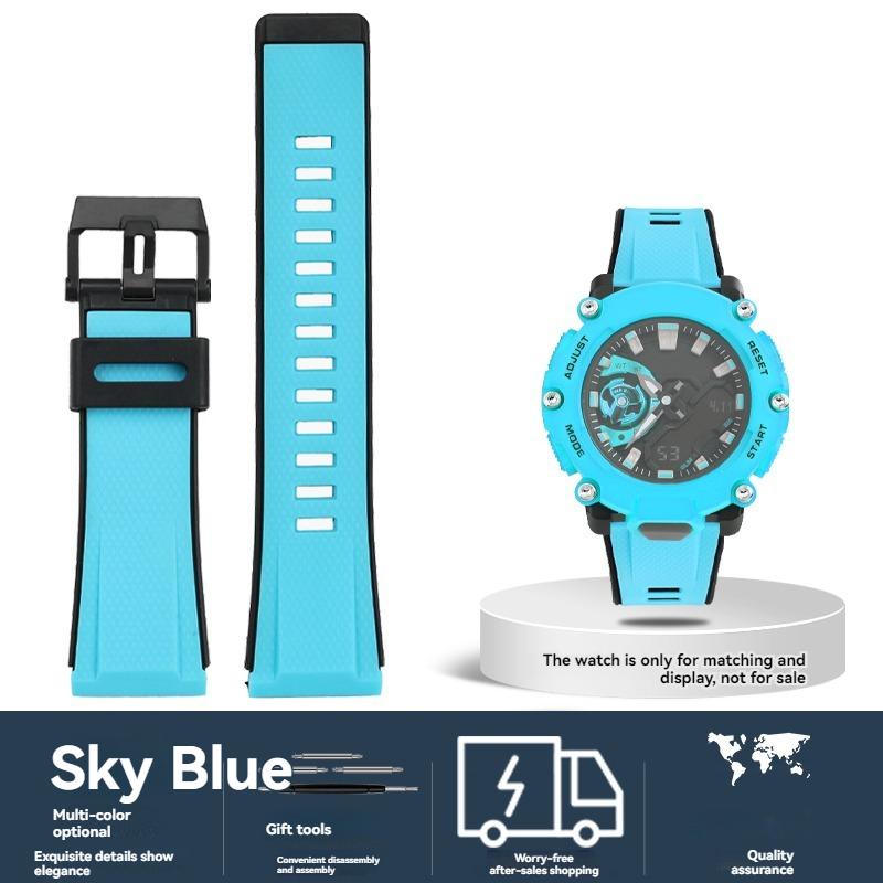 For CASIO GA-2000 GA2000 GA-2200 PRG-600 prg-650 PRW-6600 Series Watch Chain Soft Silicone Rubber Strap Orange Wristband 24mm