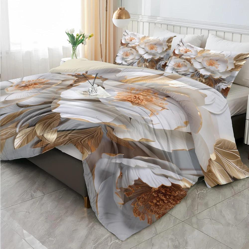 Floral Bedding Set 3D Printing 2-3 Piece Set (No Core) Suitable for Bedroom Duvet Cover Set Gift Halloween Christmas Decor Gifts
