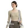 Women's Long Sleeve Yoga Top with Generous Neckline and Chest Pad for Autumn & Winter Workouts