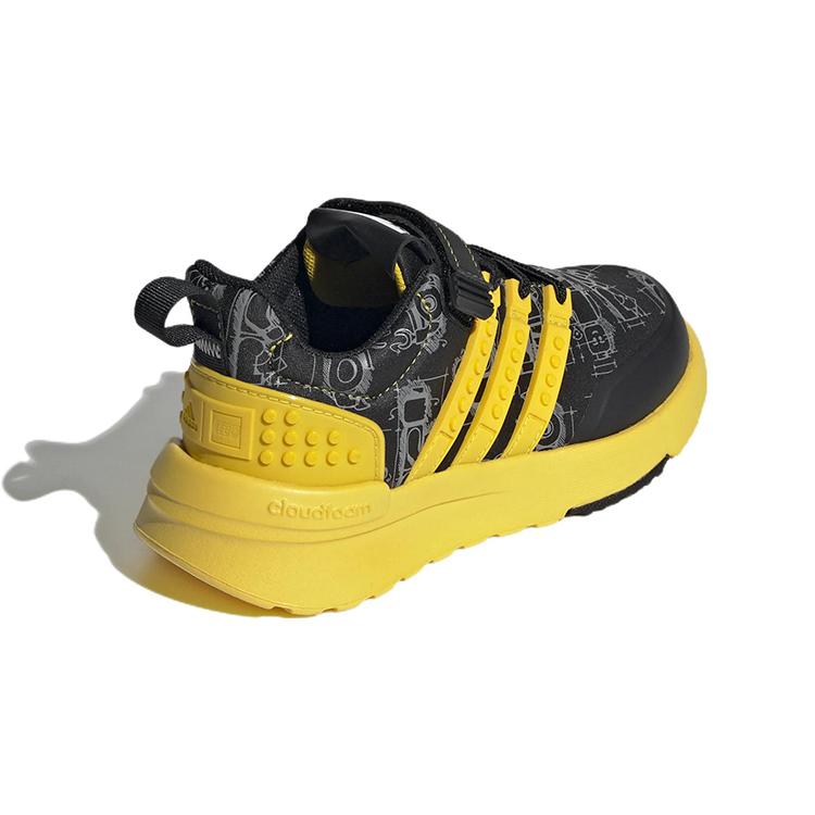 New LEGO x Adidas Racer Tr 1.0 K Abrasion Resistant Low Top Kids' Running Shoes Black Yellow Kids' GW1878