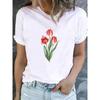 Cute Floral Print T-shirt Ladies Fashion Short-sleeved Clothing Casual Loose Top